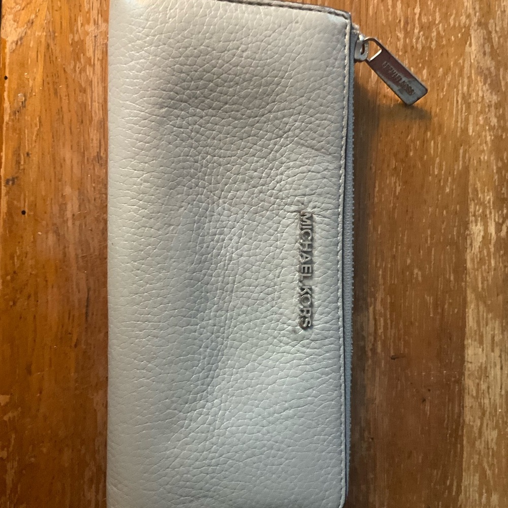 Michael Kors Metallic Silver Zip Wallet